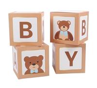 SIXRUN 4 Cajas de Globos con Temática de Oso de 11.81 Pulgadas, Suministros para Fiestas, Perfectas para Decoraciones de Fiesta de Revelación de Género, Centro de Mesa de Cumpleaños, Buzón Fácil de