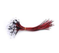 SIXRUN 50pcs LED Diodes Pre Cableadas, Color Agua Cristalina Blanco Rojo Azul Verde con Longitud de Cable de 20cm para DC 9-12V Bajo Consumo de Energía Ángulo de Haz de 30 Grados (luz blanca)