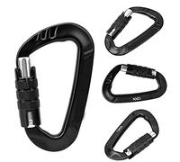 SIXRUN 7075 Clip de Mosquetón de Aluminio Aeroespacial en Forma de D, Ligero y Duradero, Ideal para Hamacas y Yoga, Negro 3,1x1,8 Pulgadas (Black)