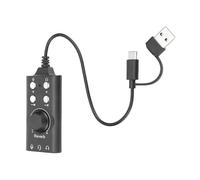 SIXRUN Adaptador de Sonido USB Externo para Auriculares con Sonido Envolvente 7.1 PC y Portátil Negro 1 Unidad