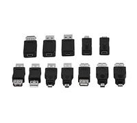 SIXRUN Adaptador USB 2.0 Convertidor Conjunto de 12 Piezas con Conversor USB Plug and Play Compatible con 1.1/.0 para Micro/Mini/Macho/Hembra