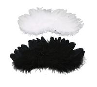 SIXRUN Alas de Plumas para Muñeca, Correa Elástica Blanca y Negra para Muñecas BJD de 15-20cm, Alas de Ángel con Plumas Artificiales, Accesorio de Disfraz de Fantasía