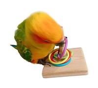 SIXRUN Anillo Apilable para Loros, Juguete con Base de Madera Natural, Juego de Entrenamiento Que Mejora la Inteligencia de Las Aves Pequeñas y Medianas (Colores Variados)