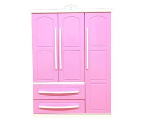 SIXRUN Armario para Muñecas, Muebles de Guardarropa con Puertas Que Se Pueden Abrir para Ropa de Muñecas, Almacenamiento de Joyas, Accesorios de Juguete Rosa para Decoración de Casa de (Pink)