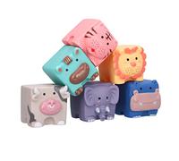 SIXRUN Bloques de Construcción de Apilamiento Suave, Lindo Patrón de Animales en Relieve, Bloques de bebé Suaves para Juguetes Sensoriales para Niños Pequeños (1020)