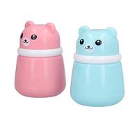 SIXRUN Caja para Soplos de Polvo con Diseño de Oso de Dibujos Animados, Recipiente Vacío para Polvo Corporal con Cubierta Antipolvo para Viajes de Bebés y Adultos, Estuche de Plástico para de Talco