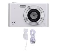SIXRUN Cámara Digital Compacta de Viaje, 48MP Video 4K, Zoom 16x, Enfoque Automático AF, Anti Vibración, Detección de Rostros para Niños Estudiantes (White)