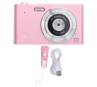 SIXRUN Cámara Digital Compacta de Viaje, 48MP Video 4K, Zoom 16x, Enfoque Automático AF, Anti Vibración, Detección de Rostros para Niños Estudiantes (Pink)