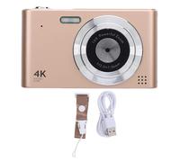 SIXRUN Cámara Digital Compacta de Viaje, 48MP Video 4K, Zoom 16x, Enfoque Automático AF, Anti Vibración, Detección de Rostros para Niños Estudiantes (Gold)