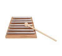 SIXRUN Carillón de Energía de 7 Tonos, Carillones de Mano Rítmicos con Mazo para Entrenamiento Musical, Madera de Haya, Color Plateado, 16,8x15x13cm