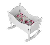 SIXRUN Casa de Muñecas de Madera a Escala 1:12, Cama de bebé, Cuna Blanca, Jardines en Miniatura, Juguetes, Decoración del Hogar, 3,1 X 2,6 X 2,4 Pulgadas