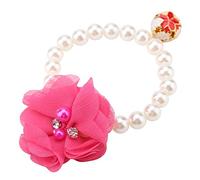SIXRUN Collar de Flores con Perlas Elásticas para Mascotas, Collar de Joyería para Cachorros, Campana, Accesorio de Fiesta, Hebilla Ajustable Morada para Gatos, Perros, Cachorros, Festivales, (Rosa