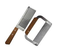 SIXRUN Cortador de Patatas de Acero Inoxidable, Rallador de Verduras Ondulado Creativo para Cocinar sin Esfuerzo, Utensilio de Cocina de 2 Tamaños para Reuniones Familiares, de Madera de 6" (BLACK)