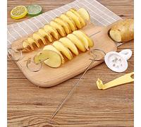 SIXRUN Cortador de Patatas Giratorio Manual, Cortador Retorcido Eficiente de Acero Inoxidable para Bricolaje, Rallador de Patatas en Espiral para el Hogar, Cocina, Camping, 1 ud. (Como se muestra)
