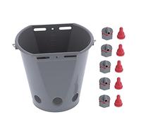 SIXRUN Cubo Alimentador de 8 litros, Herramienta de Alimentación de Leche de Plástico Duradero para Ganado Agrícola con 5 Tetinas, Gris, 30x28x23,6 Cm (para ovejas)