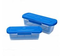 SIXRUN Cuencos para Masa con Tapas, Juego de Contenedores de Coctelera para Pan de PP para Aros de Cebolla de Pescado de Pollo Frito, Paquete de 2 con Diseño de Nido con Tapa para (BLUE)