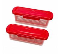 SIXRUN Cuencos para Masa con Tapas, Juego de Contenedores de Coctelera para Pan de PP para Aros de Cebolla de Pescado de Pollo Frito, Paquete de 2 con Diseño de Nido con Tapa para (rojo)