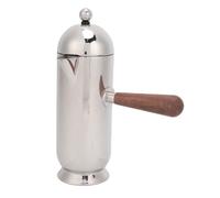 SIXRUN de Acero Inoxidable 350 Ml, Parte Abombada Vintage con Asa de Nogal | Cuerpo Metálico Pulido a Espejo, Construcción Duradera para Retención de Calor, Ideal para Decoración de Cocina y