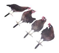 SIXRUN Decoración de Patio de Pollos, Estacas Acrílicas para Gallinas de Jardín, Decoración Colorida de Jardín de Pollos de 4 Piezas con Enchufe de Tierra Incorporado, Estilo 3D para Macizos de