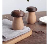 SIXRUN Dispensador de Palillos de Dientes de Madera en Forma de Seta para Decoración del Hogar y Uso en Restaurantes, Material de Nogal, Tamaño de 2,56 X 3,62 Pulgadas, para Oficina y Cafetería