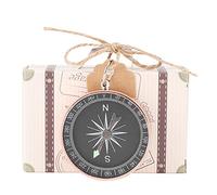 SIXRUN Elegante Mini Maleta Caja de Dulces con Brújula Dorada, Caja de Boda, para Favores Bodas, Ideal para Viajar (Oro rosa)