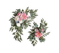 SIXRUN Elegantes Guirnaldas de Flores de Rosas Artificiales para Decoración del de Boda, Juego de 2 Piezas de Seda para Telón de Fondo de Ceremonia, Adecuado para Despedida de Soltera, Decoración