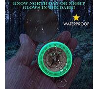 SIXRUN Espejo Acrílico con Brújula Luminosa de Moda Que Brilla en la Oscuridad para Senderismo y Acampada, Dorado, 1 Unidad