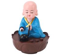 SIXRUN Estatua de Buda Cantando, Figura de Monje Musical Que Asiente con la Cabeza, Decoración, Estatua de Buda con Cabeza Móvil con Cable de Carga USB (Blue)