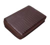 SIXRUN Estuche para Bolígrafos de PU, Portalápices con 200 Ranuras, Almacenamiento con Cremallera de 4 Capas para Artistas, Diseño Compacto (Brown)