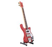 SIXRUN Exquisito Modelo de bajo en Miniatura Rojo con Soporte y Estuche para Decoración de Sala de Música, Tilo de 7,9x2,4x0,4 Pulgadas para Niños/amigos Músicos