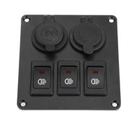 SIXRUN Interruptor de Luz Marina para Coche con LED Verde, Panel de Aluminio, 3 Interruptores Basculantes, Cargador USB Dual para Barcos y Coches (YELLOW)