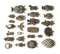 SIXRUN Juego de 24 Piezas de Accesorios de Joyería de Búho de Bronce Elegante para Colgantes de Suministros de Manualidades DIY, Perfecto para Regalos de Cumpleaños y Chicas Geniales, Material de