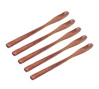 SIXRUN Juego de 5 Cucharas de Helado Antiescaldaduras de Madera para Suministros de Alimentos de Cocina para Niños, Cuchara de Arroz Segura de Cabeza Estrecha de 8,1 Pulgadas para Niños