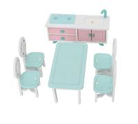 SIXRUN Juego de Muebles para Casa de Muñecas en Miniatura, Accesorios Divertidos y Duraderos para Muebles de Casa de Muñecas, Ideal para Desarrollar Habilidades Sociales, 4 Sillas, 1 Mesa y 2