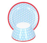 SIXRUN Juego de Platos de Postre para Ensalada de Frutas de Porcelana de Imitación de Alta Gama, Hermosa y Práctica Vajilla para Pasteles de Frutas, Azul Claro con Puntos, 1 Tazón 1 Plato