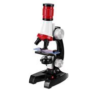SIXRUN Juguete Educativo de Microscopio para Niños con Aumento de 100X 400X 1200X para el Aprendizaje de Ciencias Adecuado para Niños de 3 Años en Adelante Rojo Negro
