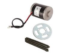 SIXRUN Kit de Motor de CC Cepillado de 12 V y 120 W, Kit de Motor de Engranaje Eléctrico de Alta Velocidad con Bobina de Cobre, Polea de Metal, Cadena 25H76, Juego de Bielas 47T para Bicicleta
