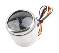 SIXRUN Kit de Sensor 3 en 1, Medidor de Presión de Aceite, Temperatura del Refrigerante y Voltaje, 52.2mm, Cubierta Plateada con Dial Negro, para Automóviles, Barcos y Motocicletas