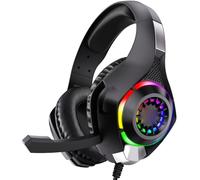 SIXRUN KOTION Each GS410 Auriculares para Juegos, 3.5mm Cableado | Controladores de neodimio de 40 mm, micrófono con aislamiento de ruido, almohadillas de espuma viscoelástica, iluminación