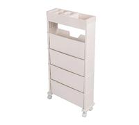 SIXRUN Librería Móvil PP PS Librería Móvil 78,5 X 12 X 39,5 Cm 4 Ruedas Estante de Almacenamiento de Libros Inclinado de Gran Capacidad para Interior Aula Dormitorio Oficina Sala de Lectura (Beige)
