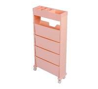 SIXRUN Librería Móvil PP PS Librería Móvil 78,5 X 12 X 39,5 Cm 4 Ruedas Estante de Almacenamiento de Libros Inclinado de Gran Capacidad para Interior Aula Dormitorio Oficina Sala de Lectura (Pink)
