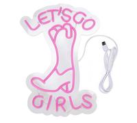 SIXRUN Luz de Neón LED Lets Go Girls Boot Sign Decoración de Pared en Patrón de Bota Rosada para Despedida de Soltero en Material Acrílico