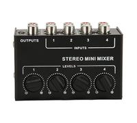 SIXRUN Mezclador Pasivo de 4 Canales, Potenciómetros de 100K Ohm | Combinador de señal sin alimentación, carcasa de hierro de 83x52x38 mm, conectores de salida , distribuidor estéreo de 4