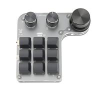 SIXRUN Mini Teclado Mecánico Programable con una Sola Mano, 9 Teclas, 3 Perillas, con Retroiluminación RGB para Juegos de Oficina, Música, Medios, Control Industrial, Laboratorio, Pruebas de Línea de