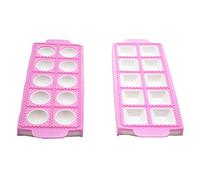 SIXRUN Moldes Redondos para Raviolis de 2 Piezas, Moldes Italianos para Empanadillas con Molde Antiadherente de PP para Hacer Raviolis, Empanadillas, Pasteles, Galletas (Redondo + cuadrado)