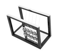 SIXRUN Newtons Cradle Balance Balls, Juguete Educativo de Ciencia del Vidrio, Demuestra Conservación de Energía, Decoración del Hogar y el Estudio (Black)