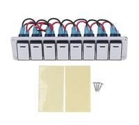 SIXRUN Panel de Interruptor Basculante Panel de Interruptor de Palanca de Aleación de Aluminio 8 Pandillas 3 Pines LED Azul 12V 24V de de Control de Luces Precableadas para Automóvil RV UTV Remolque