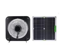 SIXRUN Panel Solar Monocristalino de 100 W, con Soporte de Ventilador de Aleación de Aluminio de 10 Pulgadas, para Casas de Mascotas en Interiores, Operación Silenciosa de Ahorro de