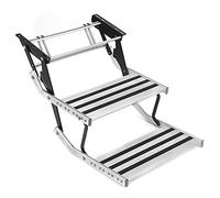 SIXRUN Pasos Dobles para Vehículos Recreativos, Escalón Manual de Aleación de Aluminio, Escalón de Entrada Plegable Resistente para Vehículos Recreativos y Autocaravanas, Soporta 330 Libras