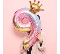 SIXRUN Película Decorativa de Aluminio con Forma de Globo con Forma de Numérica para Fiestas de Cumpleaños y Celebraciones de Bodas, Digital de 32 Pulgadas y de 16 Pulgadas, Diseño Degradado (9)
